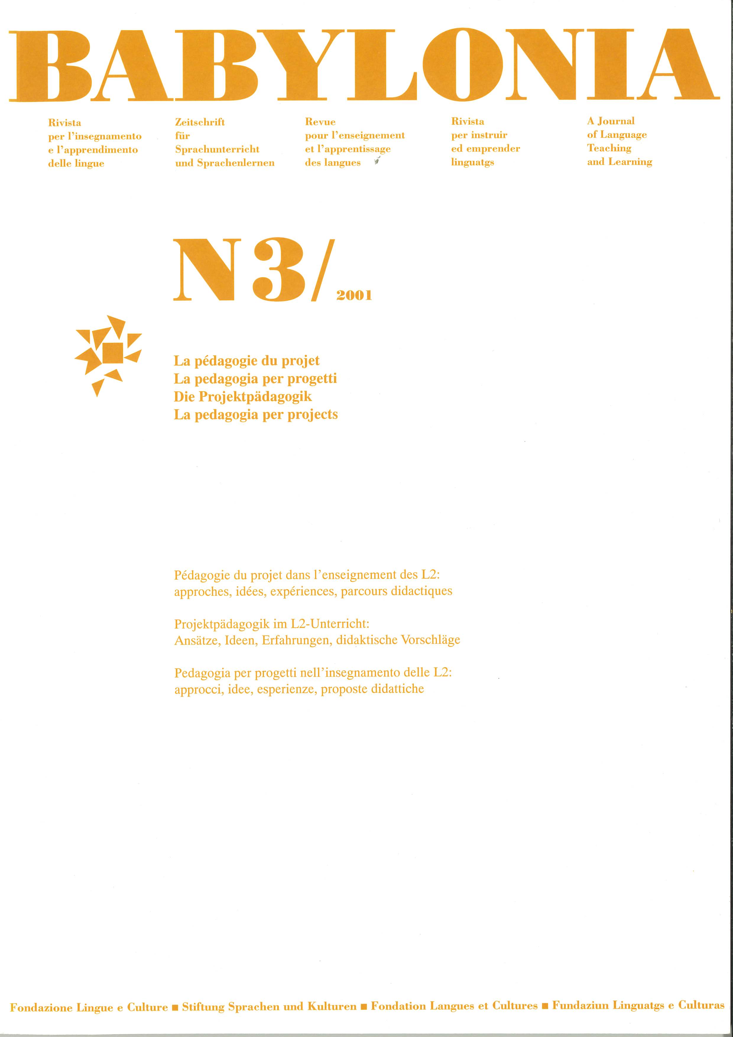 					View Vol. 3 (2001): Project pedagogy
				