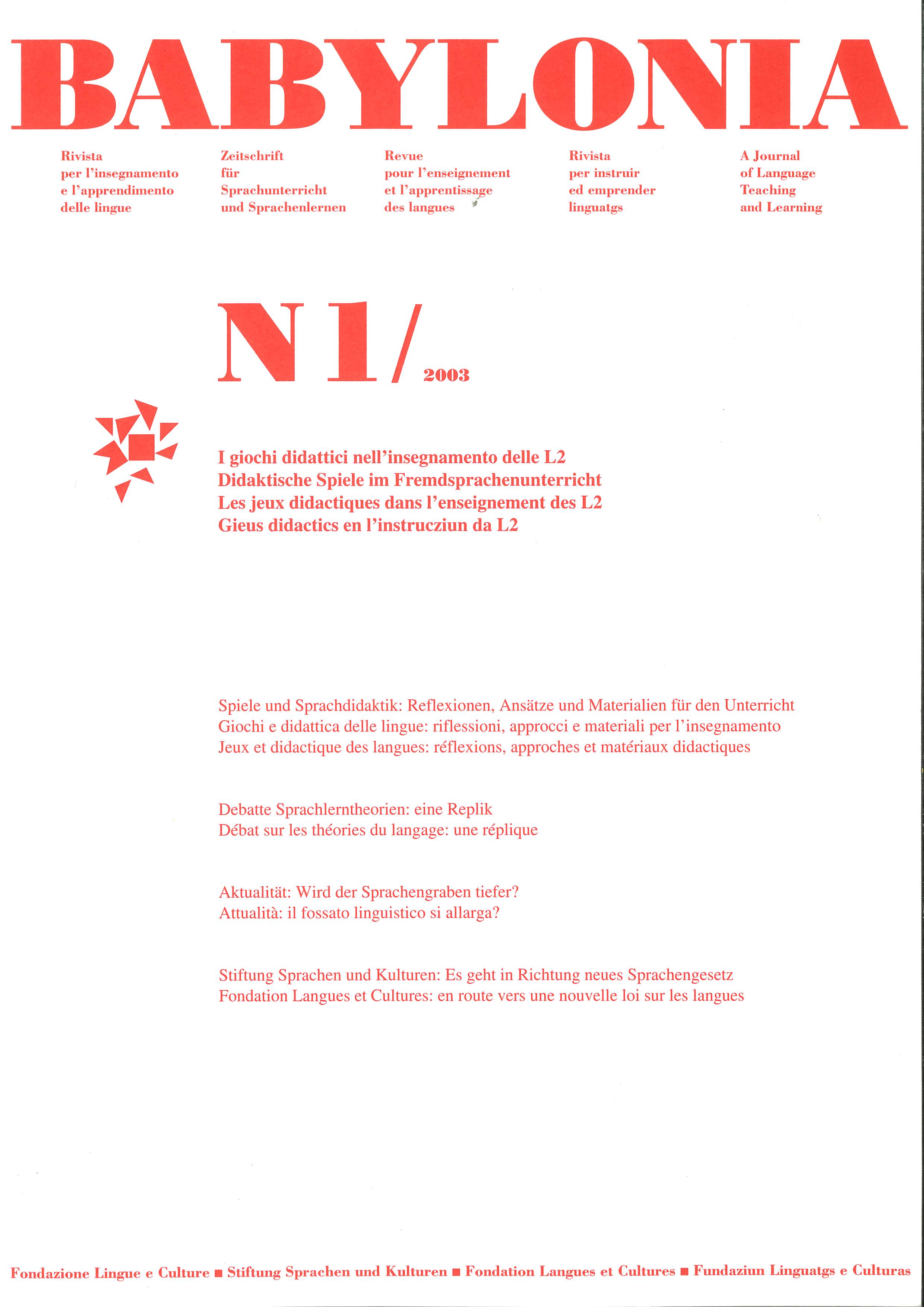 					View Vol. 1 (2003): Educational games in L2 teaching
				