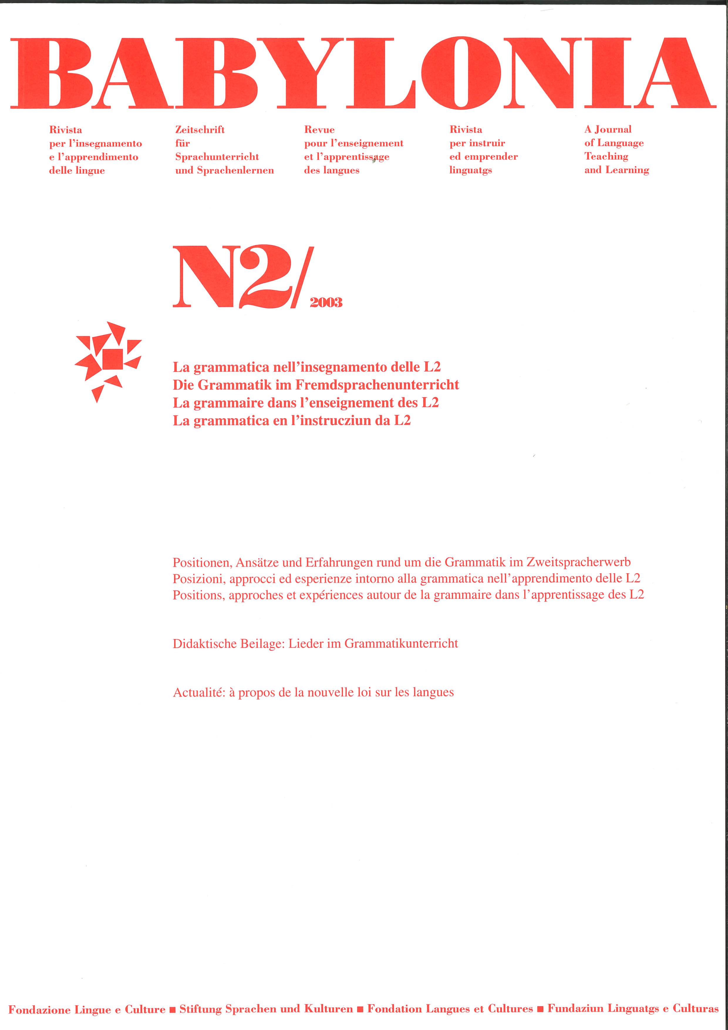 					View Vol. 2 (2003): Grammar in L2 teaching
				