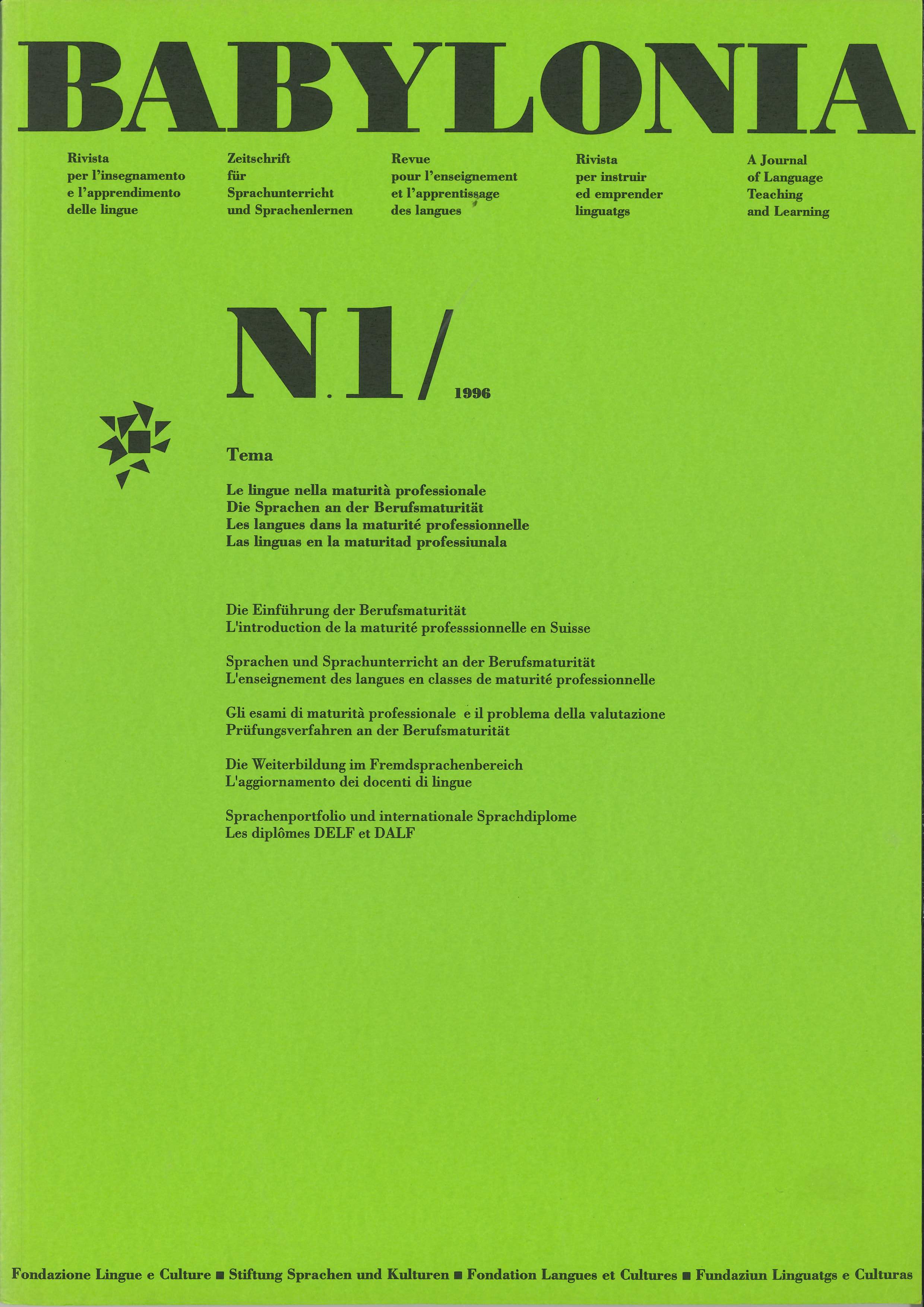 					View Vol. 1 (1996): Languages ​​in professional maturity
				