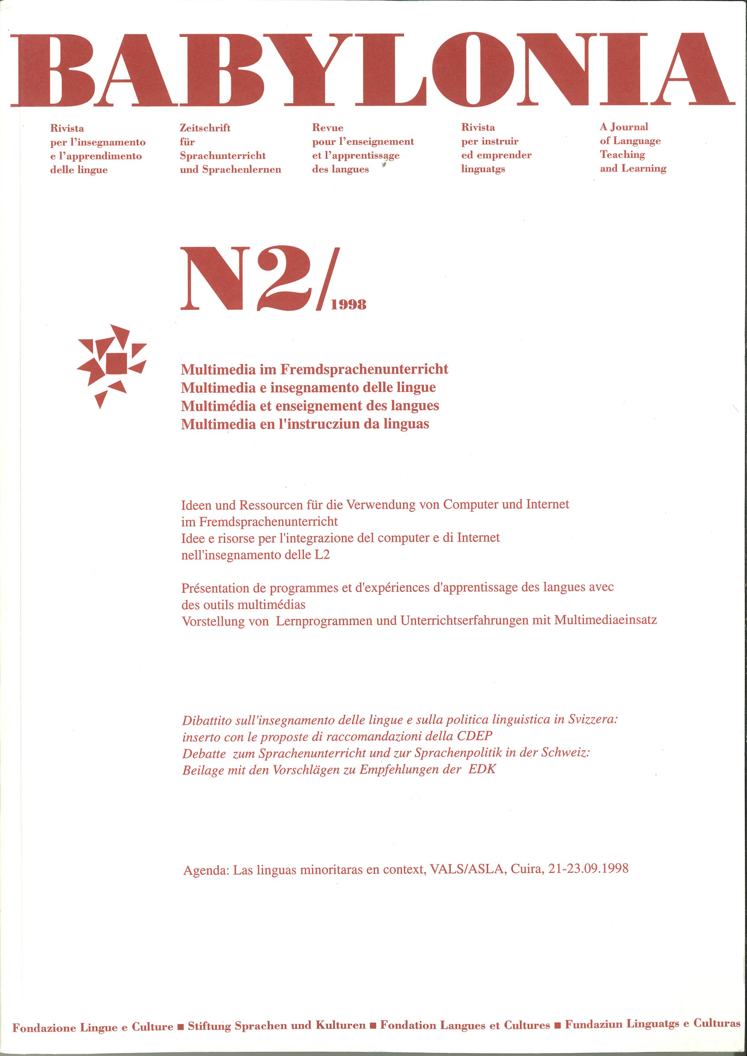 					View Vol. 2 (1998): Multimedia and language teaching
				