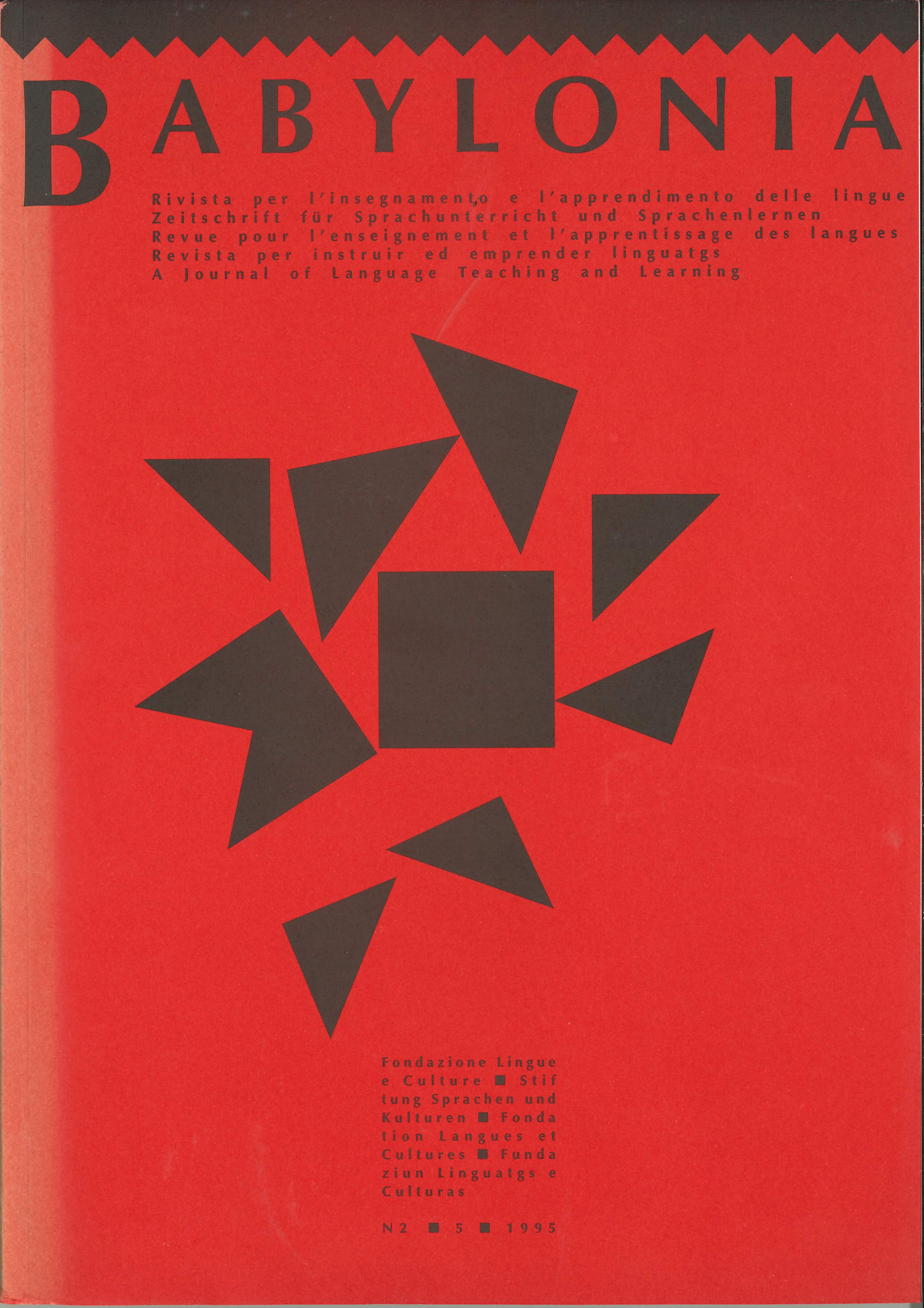 					View Vol. 2 (1995): The relationship between mother tongue (L1) and second languages (L2)
				