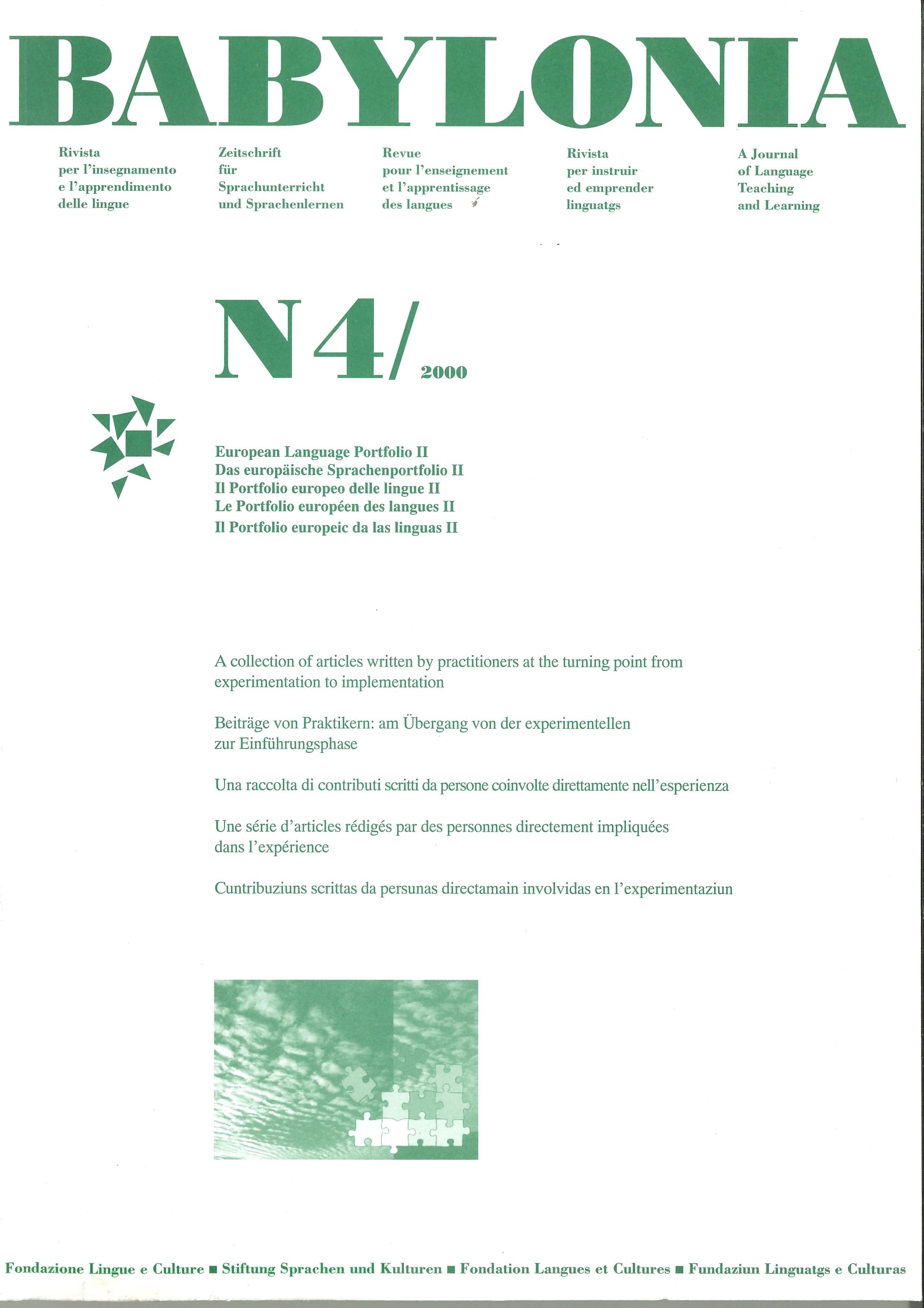 					View Vol. 4 (2000): European Language Portfolio II
				
