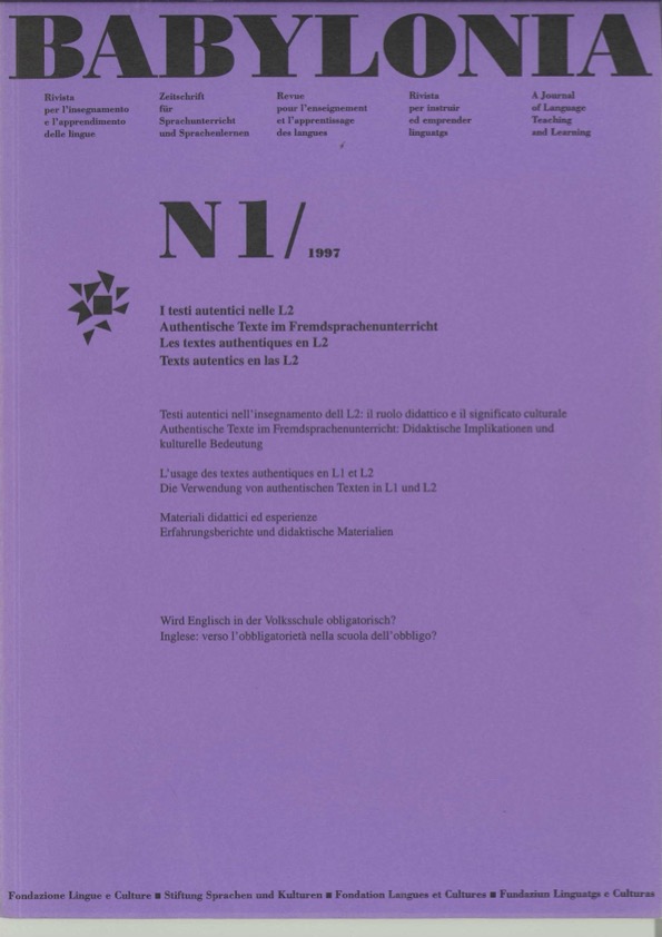 					View Vol. 1 (1997): Authentic texts in L2
				