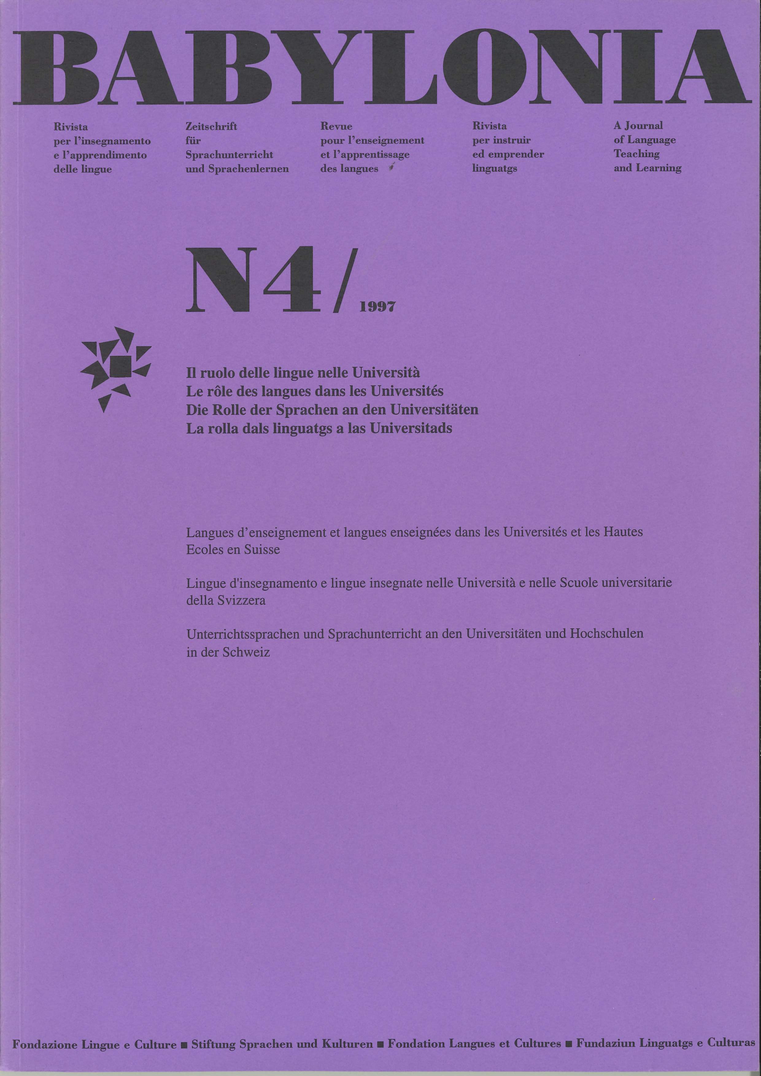 					View Vol. 4 (1997): The role of languages in universities
				
